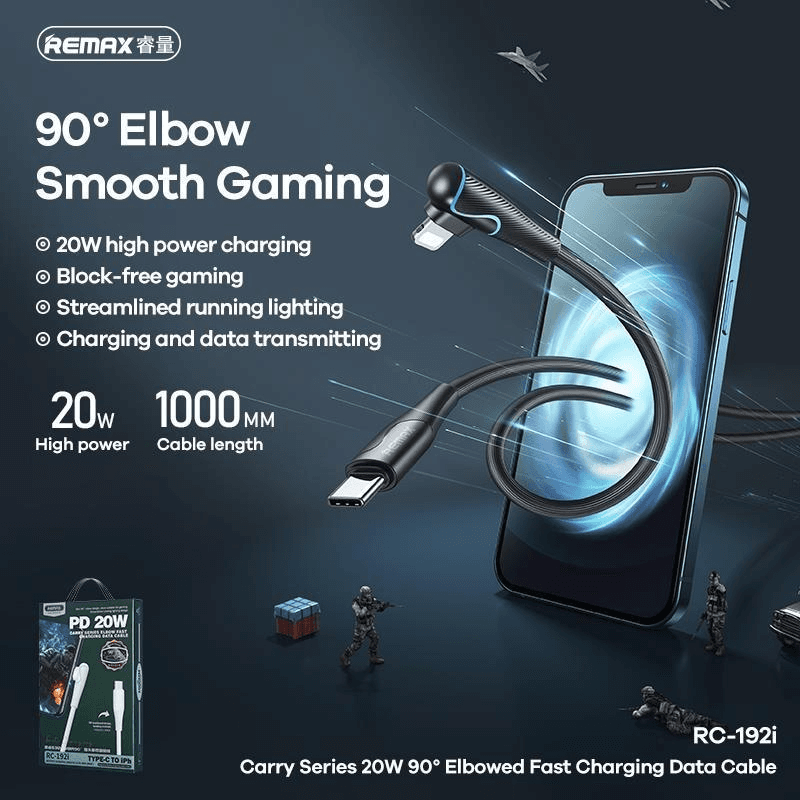 RC-192I Cable USB Gaming Type-C a Lightning para iPhone/iPad